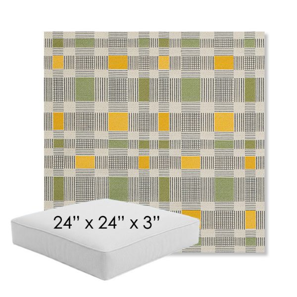 Picture of Rubix Lemon Lime | 24" x 24" x 3" Square Outdoor Cushion - Sunbrella© Fabric