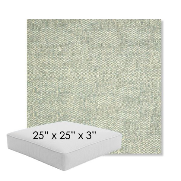 Picture of Chartres Mist | 25" x 25" x 3" Square Outdoor Cushion - Sunbrella© Fabric