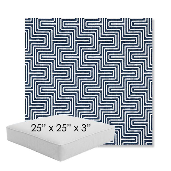 Picture of Figure Indigo | 25" x 25" x 3" Square Outdoor Cushion - Sunbrella© Fabric