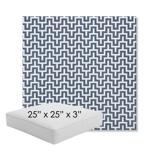 Picture of Underline Denim | 25" x 25" x 3" Square Outdoor Cushion - Sunbrella© Fabric