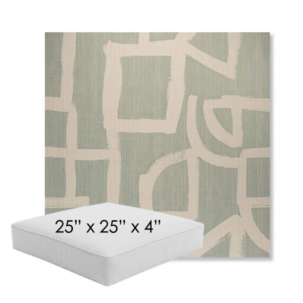 Picture of Brushstroke Duckegg | 25" x 25" x 4" Square Outdoor Cushion - Sunbrella© Fabric