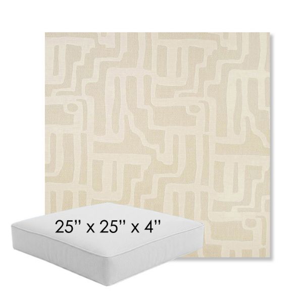 Picture of Escher Alabaster | 25" x 25" x 4" Square Outdoor Cushion - Sunbrella© Fabric