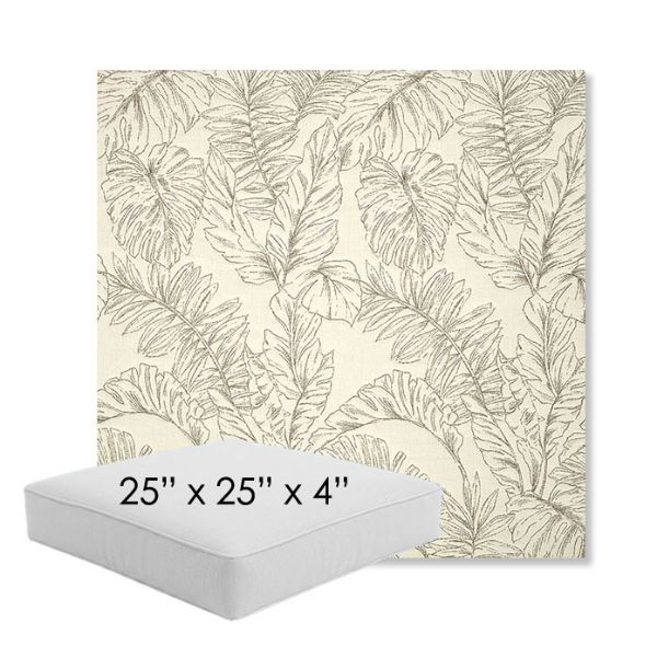 Picture of Palma Whitesand | 25" x 25" x 4" Square Outdoor Cushion - Sunbrella© Fabric