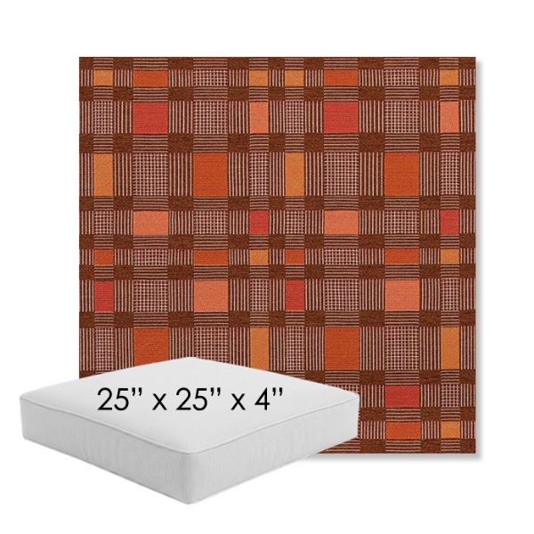 Picture of Rubix Spicy Melon | 25" x 25" x 4" Square Outdoor Cushion - Sunbrella© Fabric