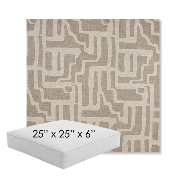 Picture of Escher Greige | 25" x 25" x 6" Square Outdoor Cushion - Sunbrella© Fabric