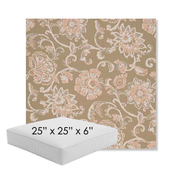 Picture of Martha Floral Spring | 25" x 25" x 6" Square Outdoor Cushion - Sunbrella© Fabric
