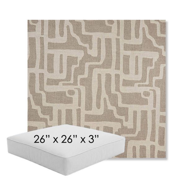 Picture of Escher Greige | 26" x 26" x 3" Square Outdoor Cushion - Sunbrella© Fabric