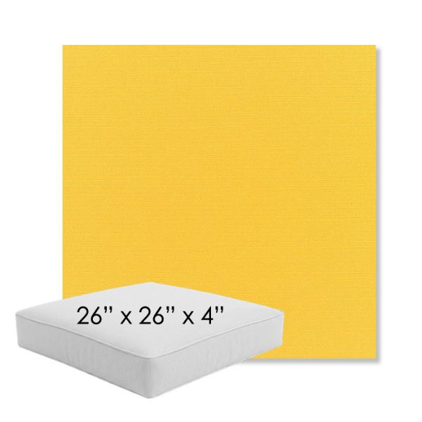 Picture of Canvas Sunflower Yellow | 26" x 26" x 4" Square Outdoor Cushion - Sunbrella© Fabric