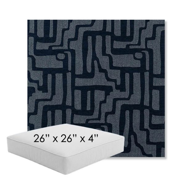 Picture of Escher Indigo | 26" x 26" x 4" Square Outdoor Cushion - Sunbrella© Fabric