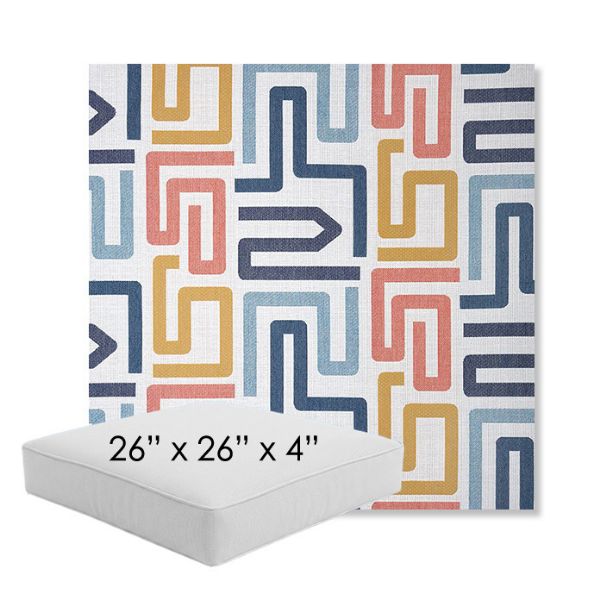 Picture of Labyrinth Fiesta | 26" x 26" x 4" Square Outdoor Cushion - Sunbrella© Fabric