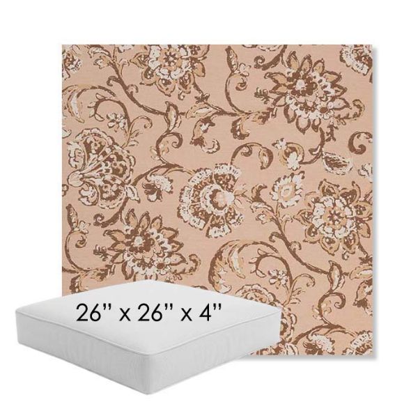Picture of Martha Floral Dogwood | 26" x 26" x 4" Square Outdoor Cushion - Sunbrella© Fabric