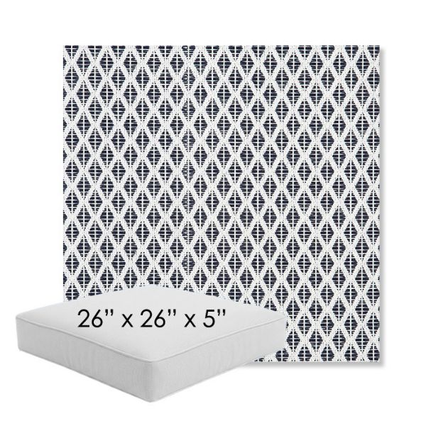 Picture of Detail Navy | 26" x 26" x 5" Square Outdoor Cushion - Sunbrella© Fabric