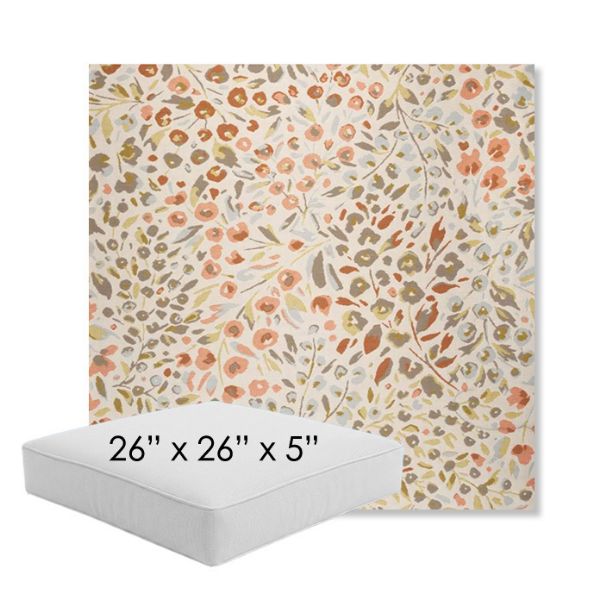 Picture of Flora Sunset | 26" x 26" x 5" Square Outdoor Cushion - Sunbrella© Fabric