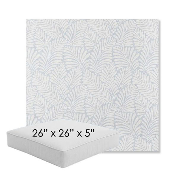Picture of Frond Sky | 26" x 26" x 5" Square Outdoor Cushion - Sunbrella© Fabric