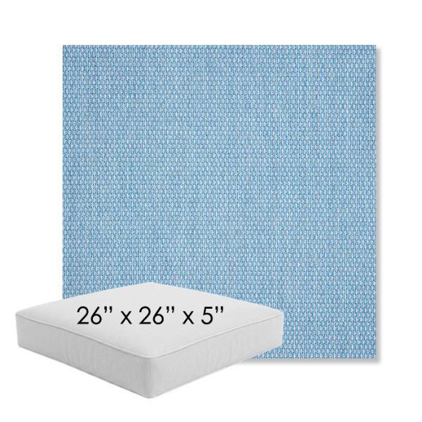 Picture of Pique Sky | 26" x 26" x 5" Square Outdoor Cushion - Sunbrella© Fabric