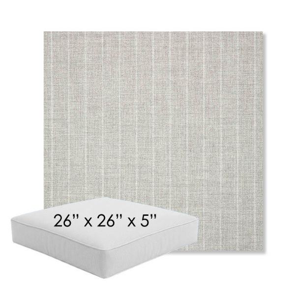 Picture of Ticking Fog | 26" x 26" x 5" Square Outdoor Cushion - Sunbrella© Fabric