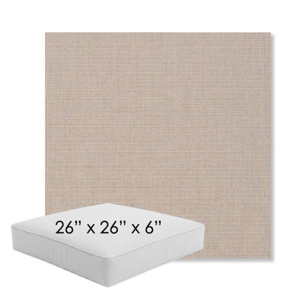 Picture of Ambrose Flax | 26" x 26" x 6" Square Outdoor Cushion - Sunbrella© Fabric