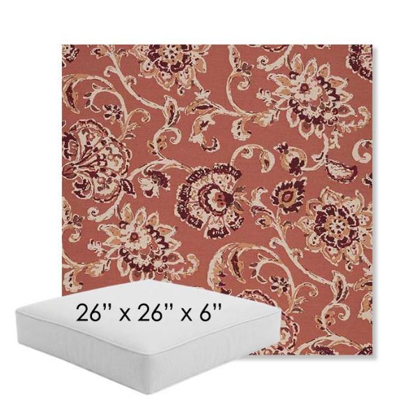 Picture of Martha Floral Rose Vine | 26" x 26" x 6" Square Outdoor Cushion - Sunbrella© Fabric
