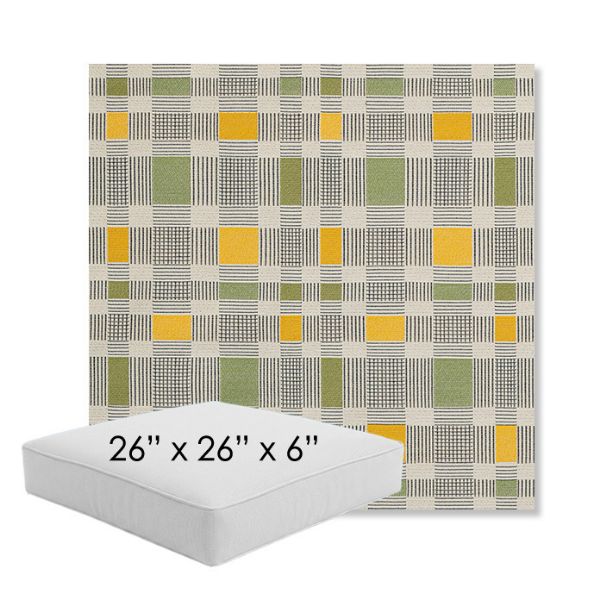 Picture of Rubix Lemon Lime | 26" x 26" x 6" Square Outdoor Cushion - Sunbrella© Fabric
