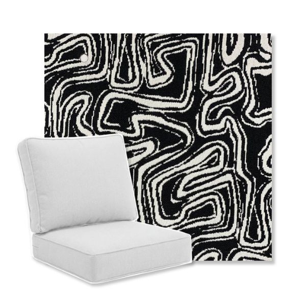 Picture of Squiggle Carbon | Universal Deep Seating Outdoor Cushions SIZE B