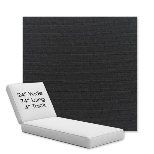 Picture of Canvas Black | Chaise Lounge Replacement Cushion Boxed Style - SIZE B