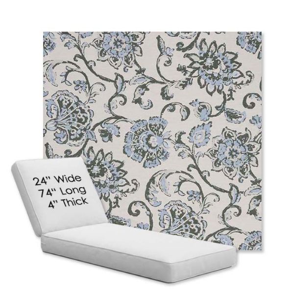 Picture of Martha Floral Periwinkle | Chaise Lounge Replacement Cushion Boxed Style - SIZE B
