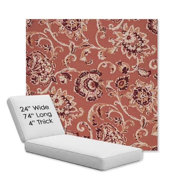 Picture of Martha Floral Rose Vine | Chaise Lounge Replacement Cushion Boxed Style - SIZE B