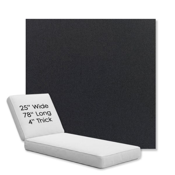 Picture of Canvas Raven Black | Chaise Lounge Replacement Cushion Boxed Style - SIZE C