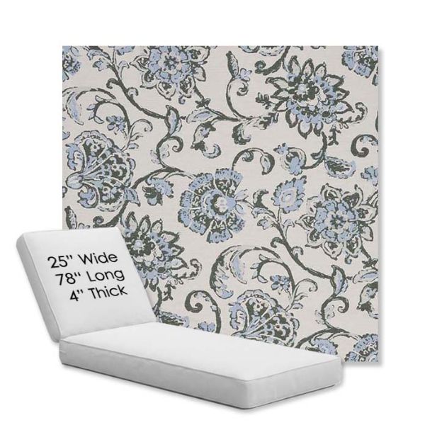 Picture of Martha Floral Periwinkle | Chaise Lounge Replacement Cushion Boxed Style - SIZE C