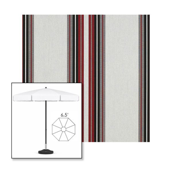 Picture of Burgundy Black White | 6.5' Fiberglass Patio Umbrella Sunbrella® Awning Fabric