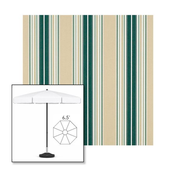 Picture of Forest Green Beige Natural Fancy | 6.5' Fiberglass Patio Umbrella Sunbrella® Awning Fabric
