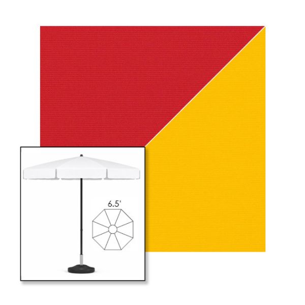 Picture of Jockey Red Yellow | 6.5' Fiberglass Patio Umbrella Sunbrella® Awning Fabric