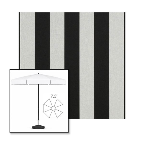Picture of Beaufort Black White | 7.5' Fiberglass Patio Umbrella Sunbrella® Awning Fabric