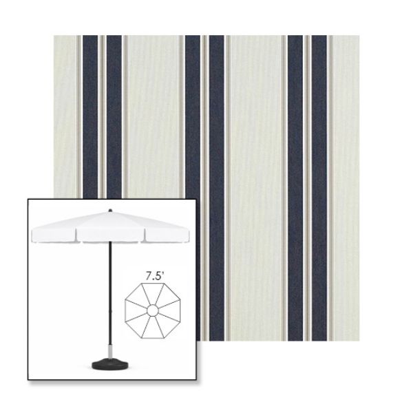 Picture of Navy Taupe Fancy | 7.5' Fiberglass Patio Umbrella Sunbrella® Awning Fabric
