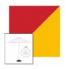 Picture of Jockey Red Yellow | 6.5' Fiberglass Market Umbrella Sunbrella® Awning Fabric