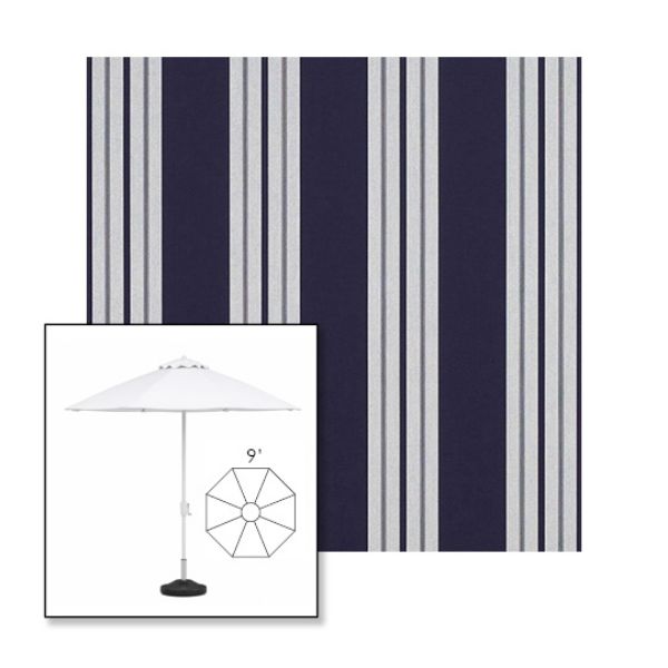 Picture of Captain Navy Natural Classic | 9' Fiberglass Market Umbrella Sunbrella® Awning Fabric