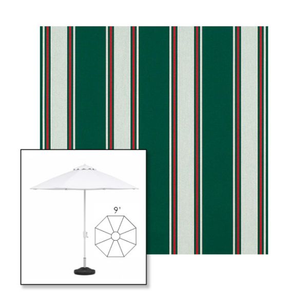 Picture of Forest Green Fancy | 9' Fiberglass Market Umbrella Sunbrella® Awning Fabric