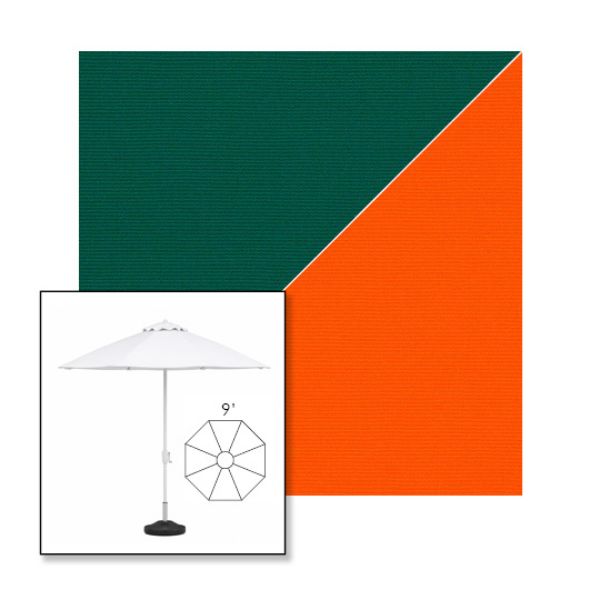 Picture of Forest Green Orange | 9' Fiberglass Market Umbrella Sunbrella® Awning Fabric