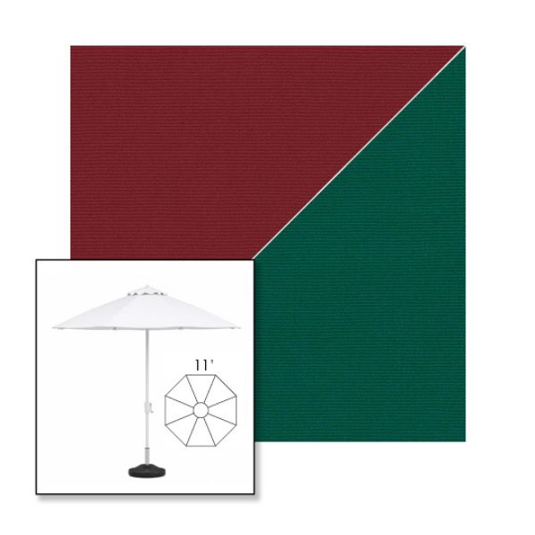 Picture of Burgundy Forest Green | 11' Fiberglass Market Umbrella Sunbrella® Awning Fabric