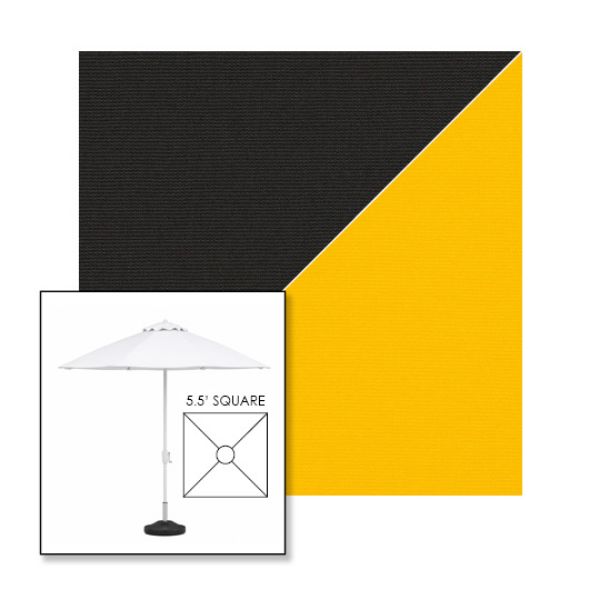 Picture of Black Yellow | 5.5' Fiberglass Market Umbrella Sunbrella® Awning Fabric