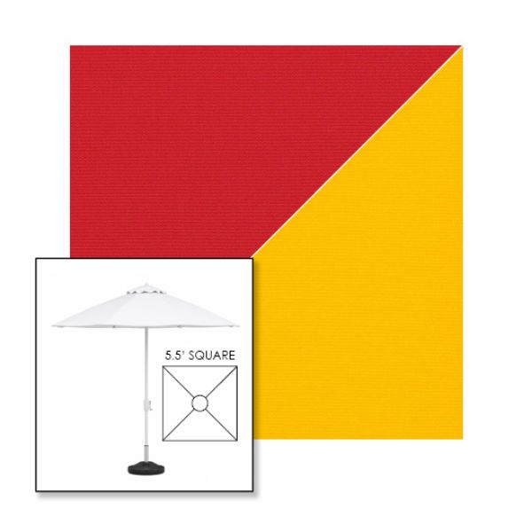 Picture of Jockey Red Yellow | 5.5' Fiberglass Market Umbrella Sunbrella® Awning Fabric