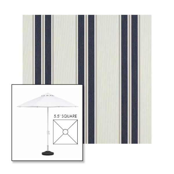 Picture of Navy Taupe Fancy | 5.5' Fiberglass Market Umbrella Sunbrella® Awning Fabric