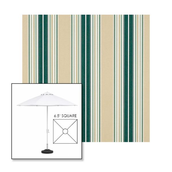 Picture of Forest Green Beige Natural Fancy | 6.5' Fiberglass Market Umbrella Sunbrella® Awning Fabric