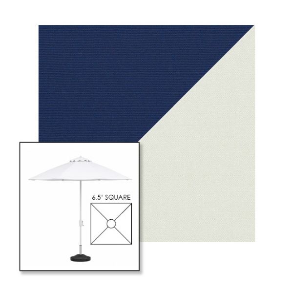 Picture of Marine Blue Silver | 6.5' Fiberglass Market Umbrella Sunbrella® Awning Fabric