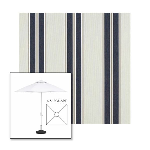 Picture of Navy Taupe Fancy | 6.5' Fiberglass Market Umbrella Sunbrella® Awning Fabric