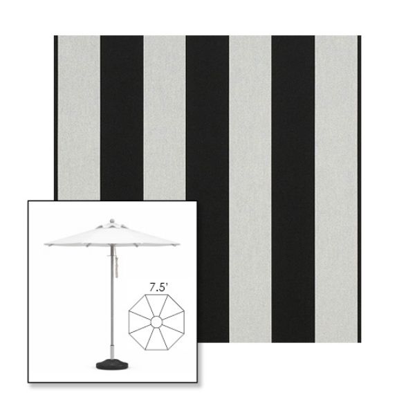 Picture of Beaufort Black White | 7.5' Heavy Duty Aluminum Market Umbrella Sunbrella® Awning Fabric