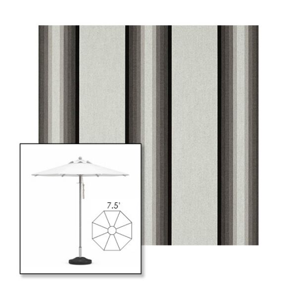 Picture of Grey Black White | 7.5' Heavy Duty Aluminum Market Umbrella Sunbrella® Awning Fabric