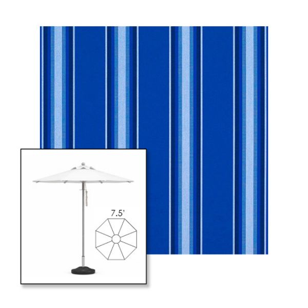 Picture of Pacific Blue Fancy | 7.5' Heavy Duty Aluminum Market Umbrella Sunbrella® Awning Fabric