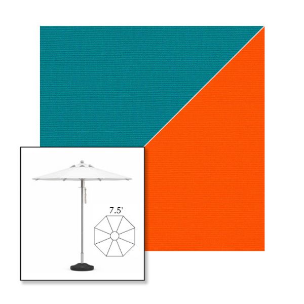 Picture of Turquoise Orange | 7.5' Heavy Duty Aluminum Market Umbrella Sunbrella® Awning Fabric