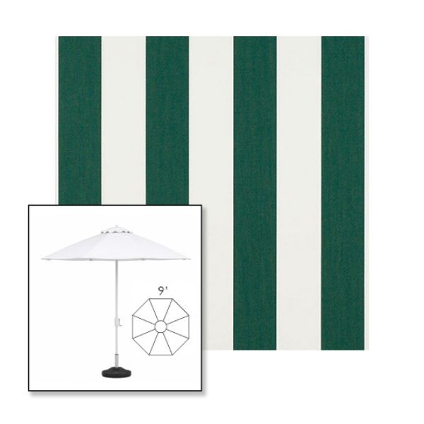Picture of Beaufort Forest Green Natural | 9' Heavy Duty Aluminum Market Umbrella Sunbrella® Awning Fabric